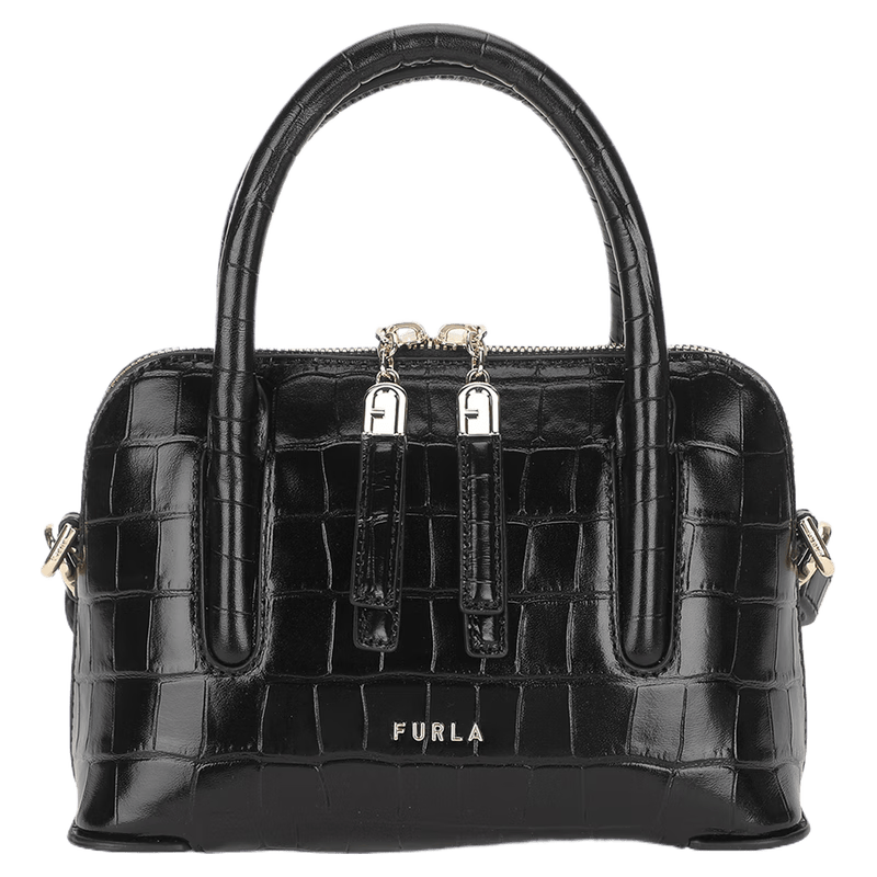 芙拉（FURLA）【礼物】ATMOSFERA牛皮迷你女士手提包斜挎包轻奢高级感 黑色 迷你