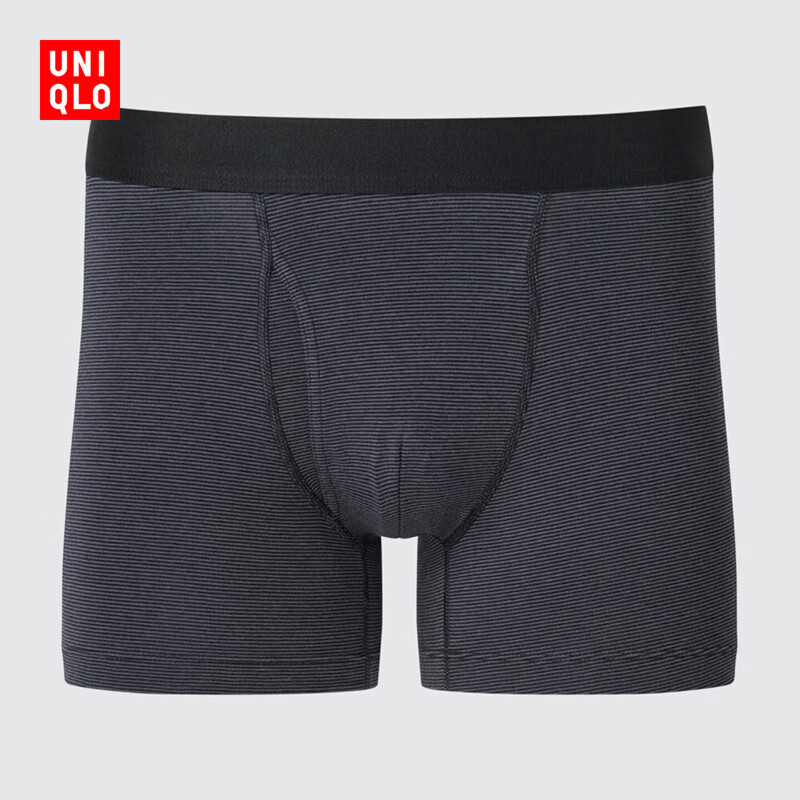 优衣库男装针织短裤/普通腰条纹内裤/26春夏新款482597 479496 482597/08深灰色 XL