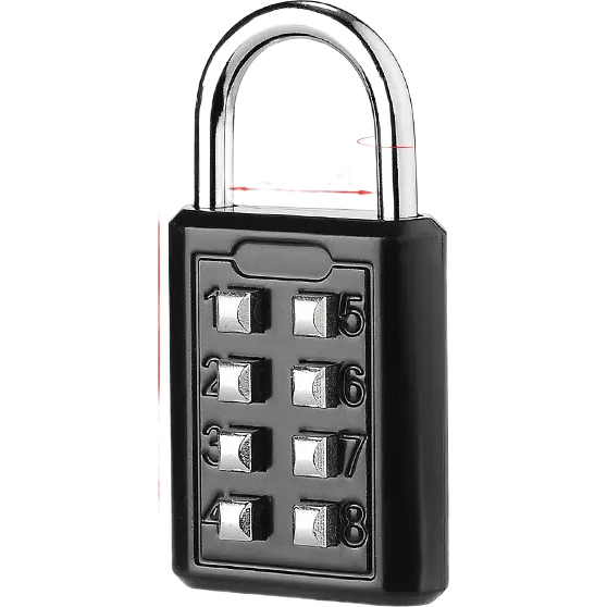 RESET金属密码挂锁防水防锈旅行箱迷你锁健身房更衣柜箱书包家用小锁头 黑色8按键密码锁（4位密码）