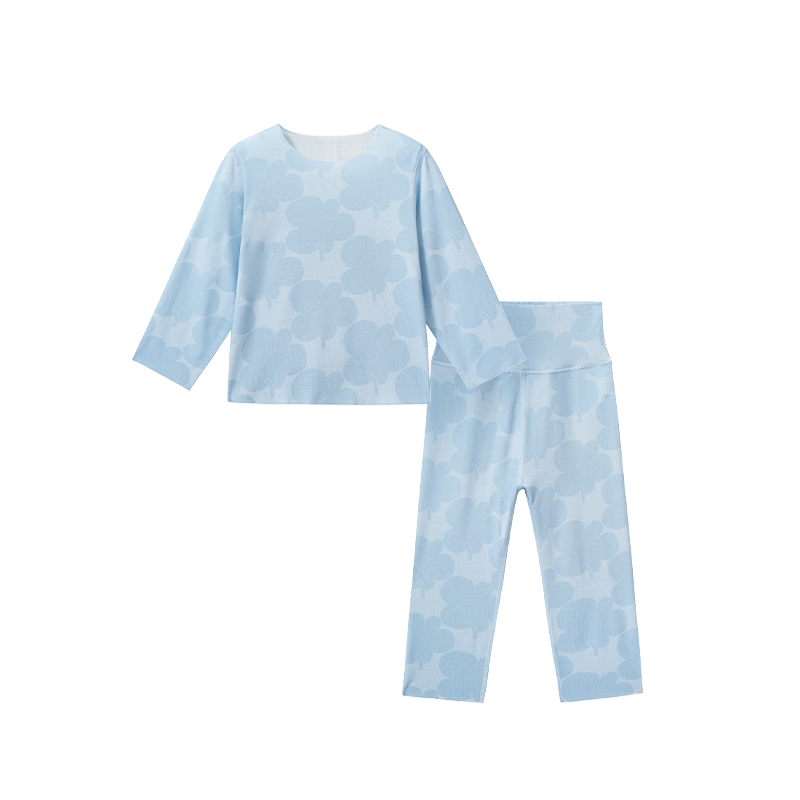 babycare寶寶家居服春秋嬰兒睡衣優(yōu)可絲兒童內(nèi)衣套裝 云朵草甘藍 120