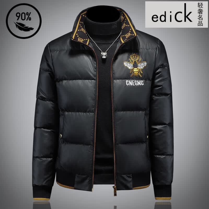 Edick意大利风品牌羽绒服男冬季2025新款高端痞帅修身短款90绒加厚外套 黑色 M