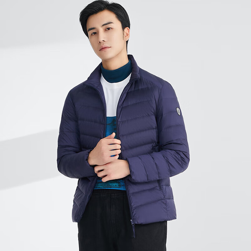 【鹦鹉梨专属】25秋冬男士短款运动风便携立领轻薄休闲排骨羽绒服 黑色 2XL 140-160斤