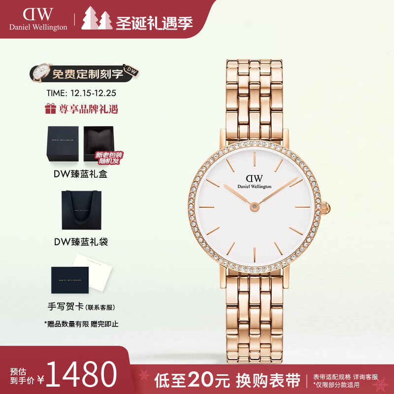 丹尼尔惠灵顿（DanielWellington）dw手表女 星环手链流金表系列石英腕表欧美表 七夕礼物送女友 月光白28