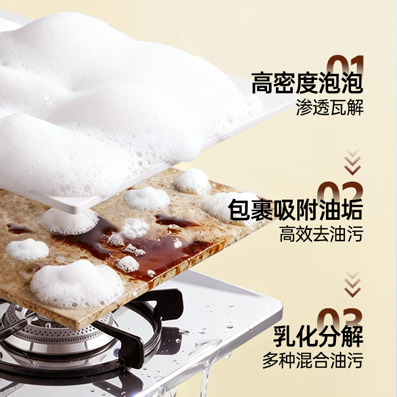 家务KAWOOD重油污泡泡净 去重油厨房油烟机强力去污多功能油污清洁剂500ml 重油污泡泡净500ml*2瓶+1泵头