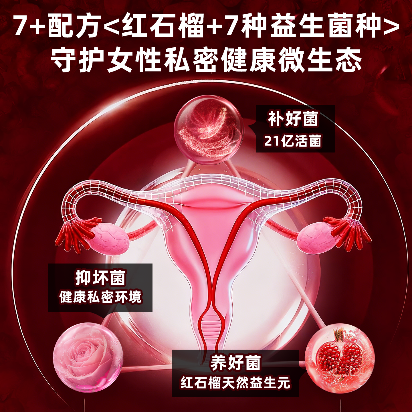 BioHarmony 行萬里女性私密益红石榴7益生菌乳酸菌改善酸碱度私处妇科护理美国 BioHarmony 私密益复合片 60粒*1瓶