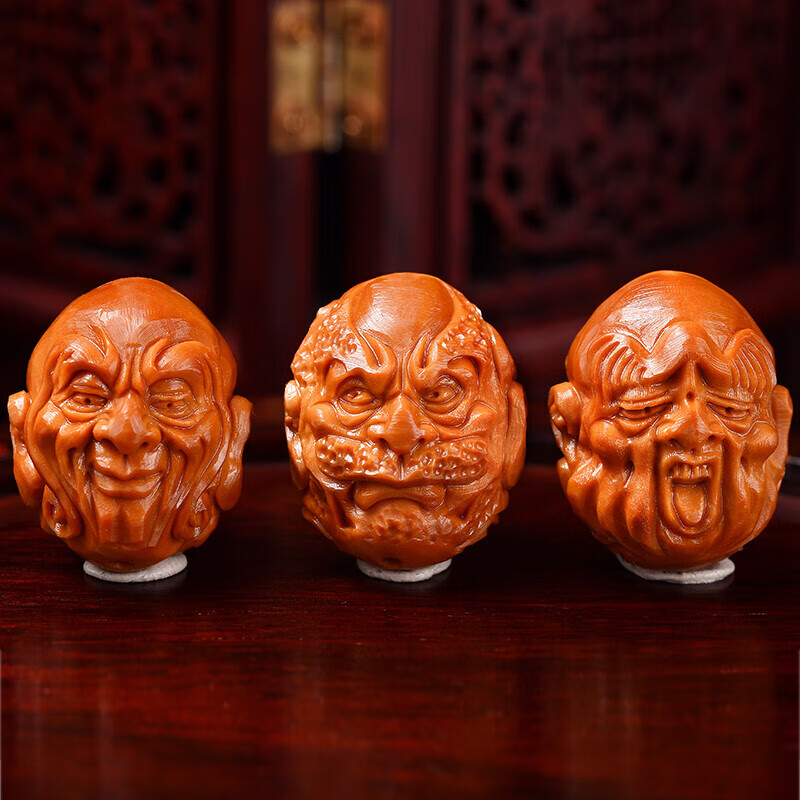 珍百福橄榄核手串 十八罗汉 文玩橄榄核雕手串男 心江手工刻 1.9*2.3cm