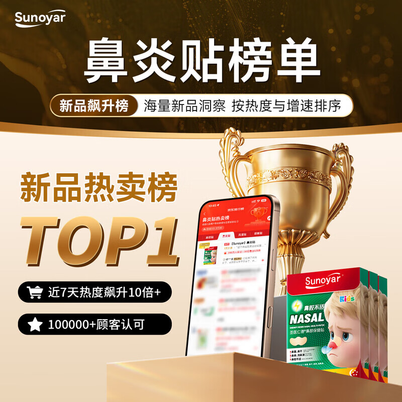 Sunoyar英国儿童鼻炎贴儿童鼻炎舒鼻贴过敏性鼻炎鼻塞鼻窦炎穴位贴 10盒装【买5送5超划算】长效巩固养护鼻腔
