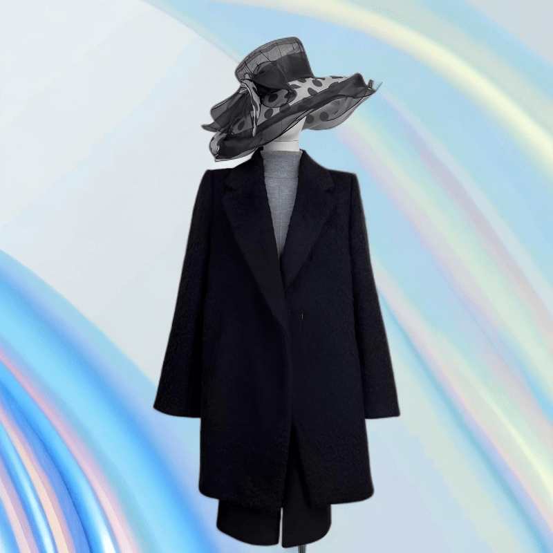 撤柜轻奢金标西装领简约羊毛大衣黑色毛呢羊毛呢大衣时尚 黑色(D113) 2XL