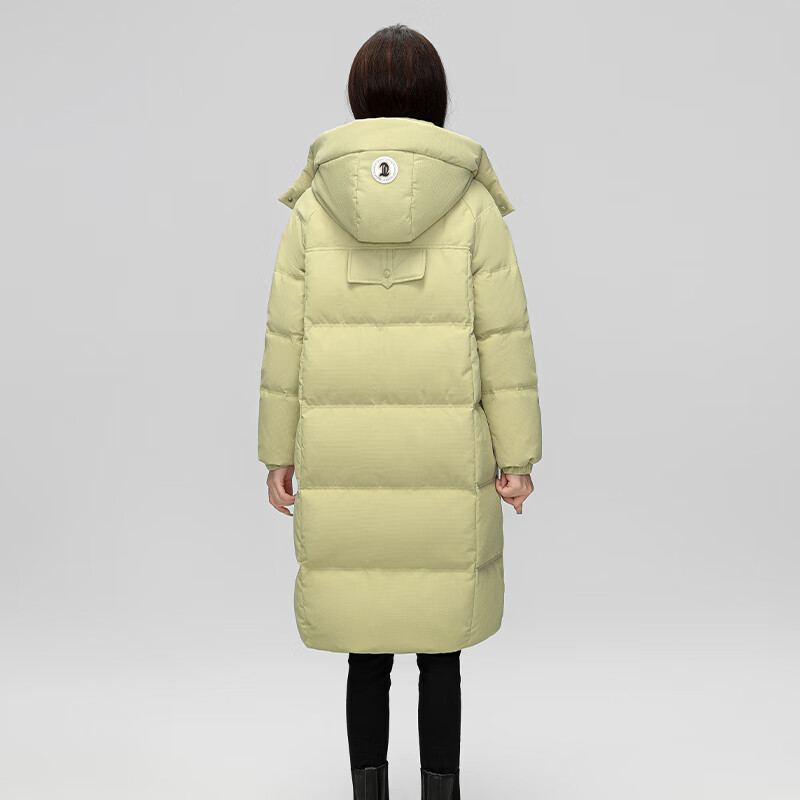 南极人（Nanjiren）长款羽绒服女士2025新款可脱卸帽子潮流时尚通勤保暖外套30850 豆绿色 M (160/84A)