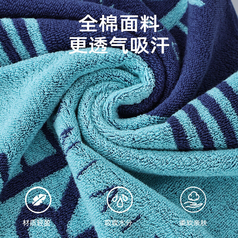 金号运动毛巾吸汗健身房跑步篮球加长纯棉擦汗冰冷感速干100全棉吸水 （7A抗菌独立包装/基础款）蓝色 1条