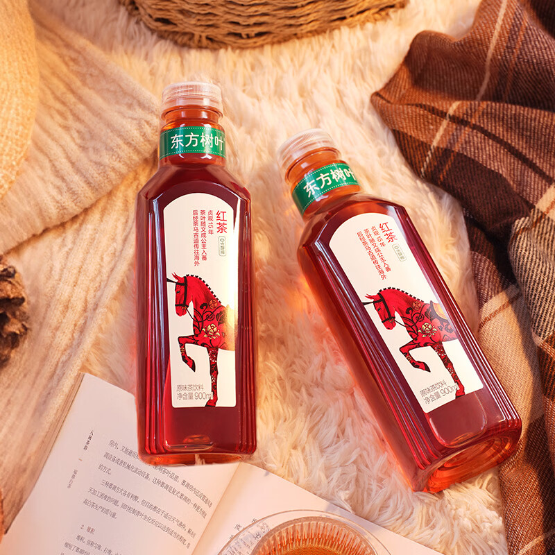 农夫山泉东方树叶红茶900ml*12瓶无糖茶饮料0糖0脂0卡大瓶整箱装