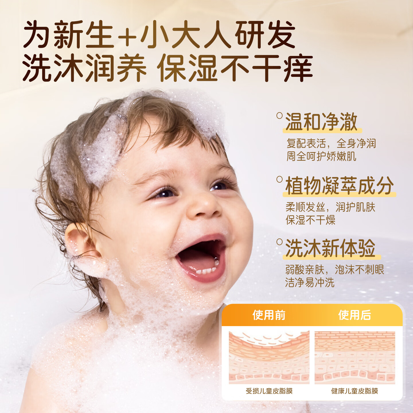一泊萌洋甘菊洗发沐浴露儿童二合一多泡泡柔顺无泪洗发水沐浴露清洁润肤 洋甘菊320ml*3