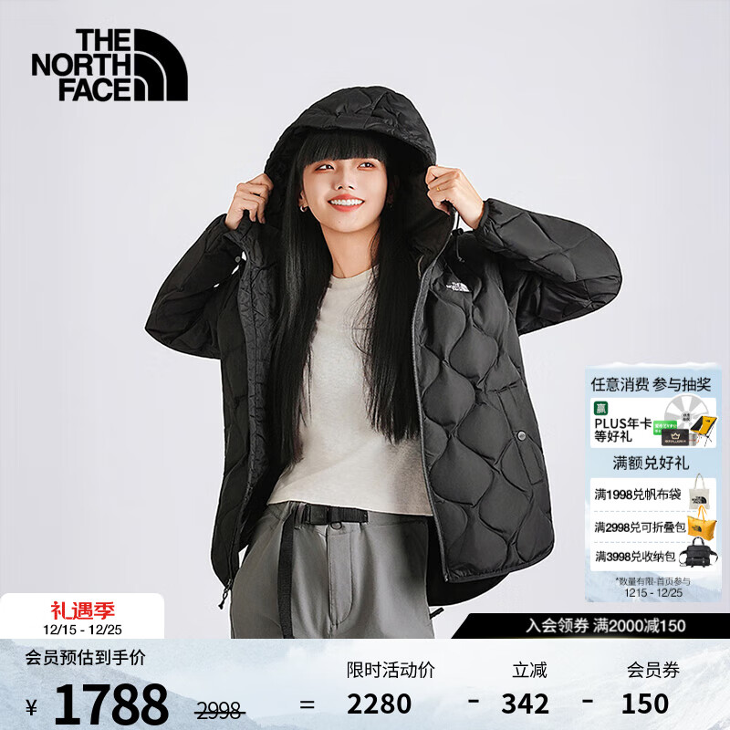 北面（The North Face）【秋冬通勤穿搭】羽绒服女550蓬鹅绒防泼溅户外保暖25新品|8GKK JK3/宇宙黑 M /160