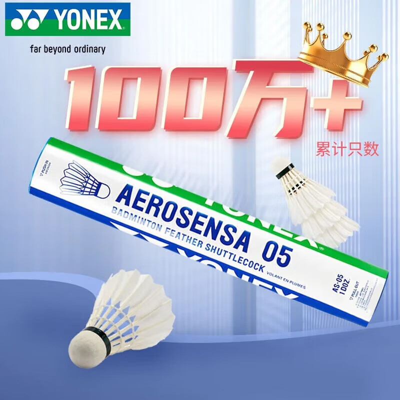 尤尼克斯（YONEX）羽毛球AS-05耐打稳定yy比赛训练训练鸭毛球12只装（不指定球速）