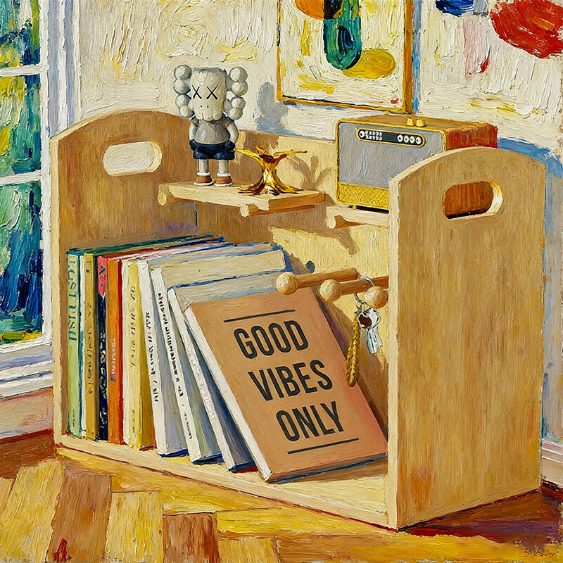 尔思家桌面书架儿童学生家用简易书桌置物架小型收纳箱办公桌简易储物柜 原木色-大号