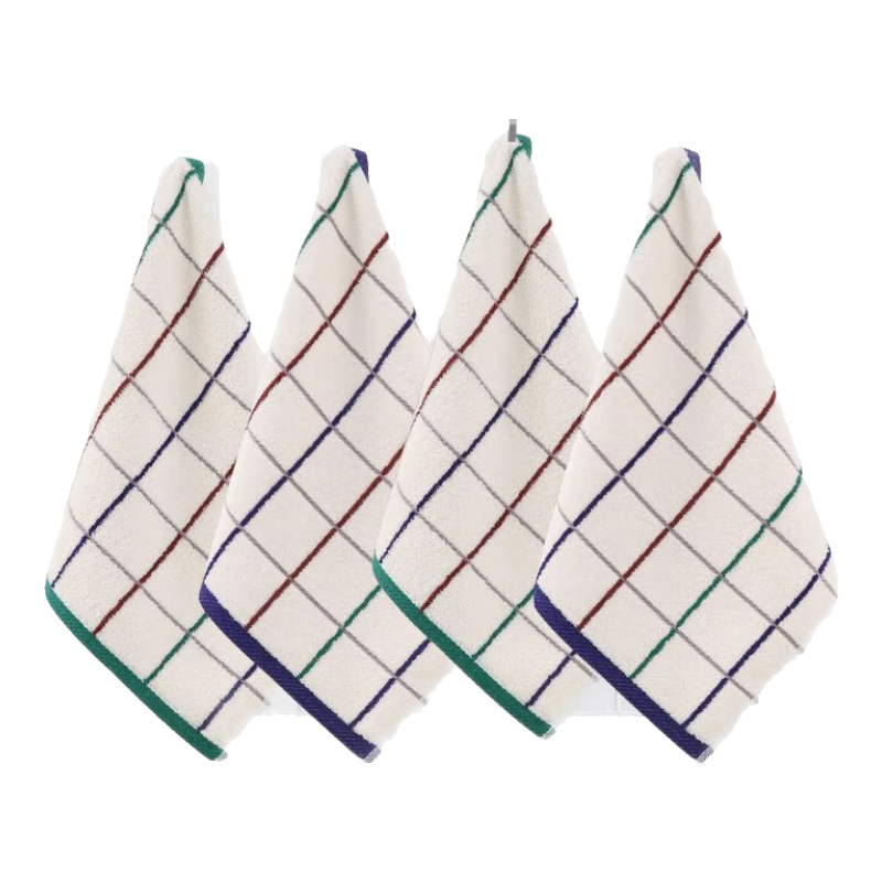 金号毛巾纯棉100%纯棉儿童毛巾洗脸巾小方巾擦脸巾小毛巾方巾口水巾 条纹39g蓝绿 4条