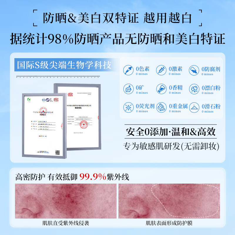 润凰高倍防晒霜美白提亮防晒三合一防水防汗防紫外线防晒乳清爽不油腻 5瓶 共250g【超值囤货装 越晒越白】