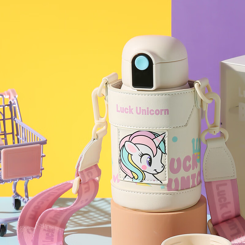 杯具熊（BEDDYBEAR）儿童保温杯小学生3-6岁水杯大容量吸管杯 小拱门杯-幸运独角兽480ml【一杯两盖】