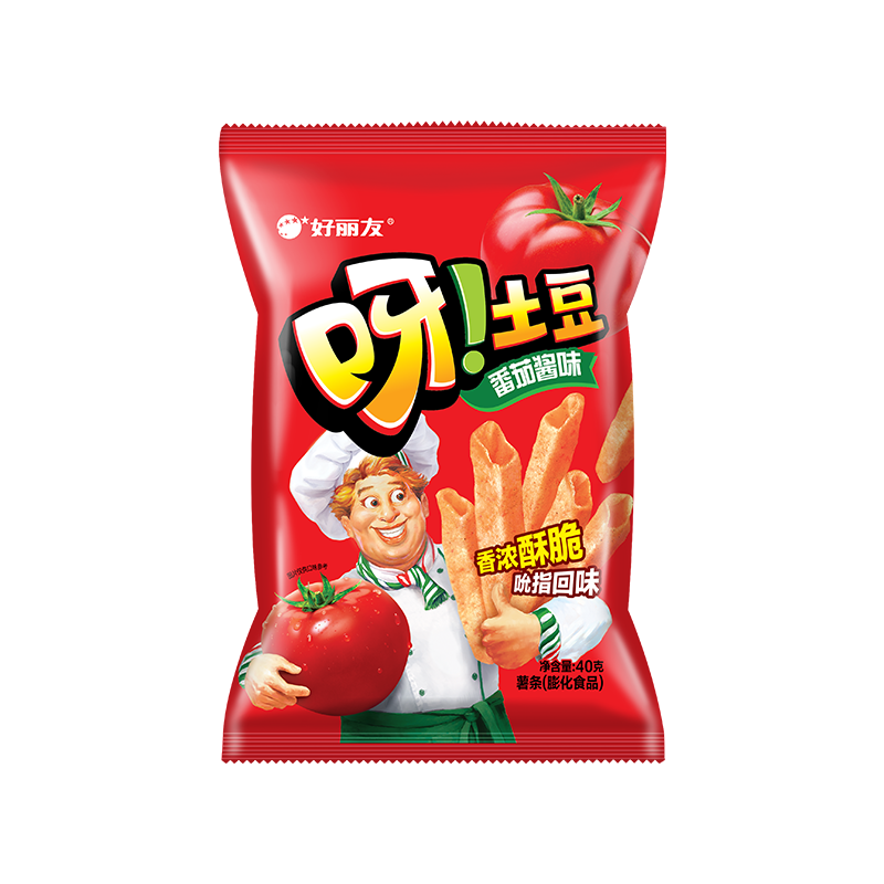 好丽友（ORION）呀土豆薯条休闲零食薯条多口味膨化食品办公室宿舍儿童解馋小零食 【番茄酱味】40g*1袋-28任选10件