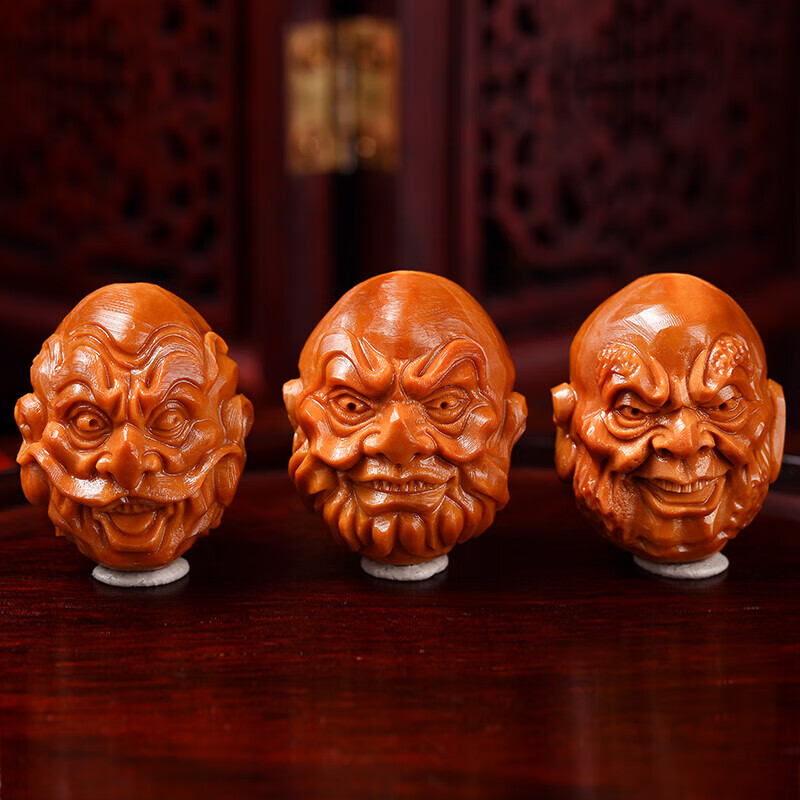 珍百福橄榄核手串 十八罗汉 文玩橄榄核雕手串男 心江手工刻 1.9*2.3cm