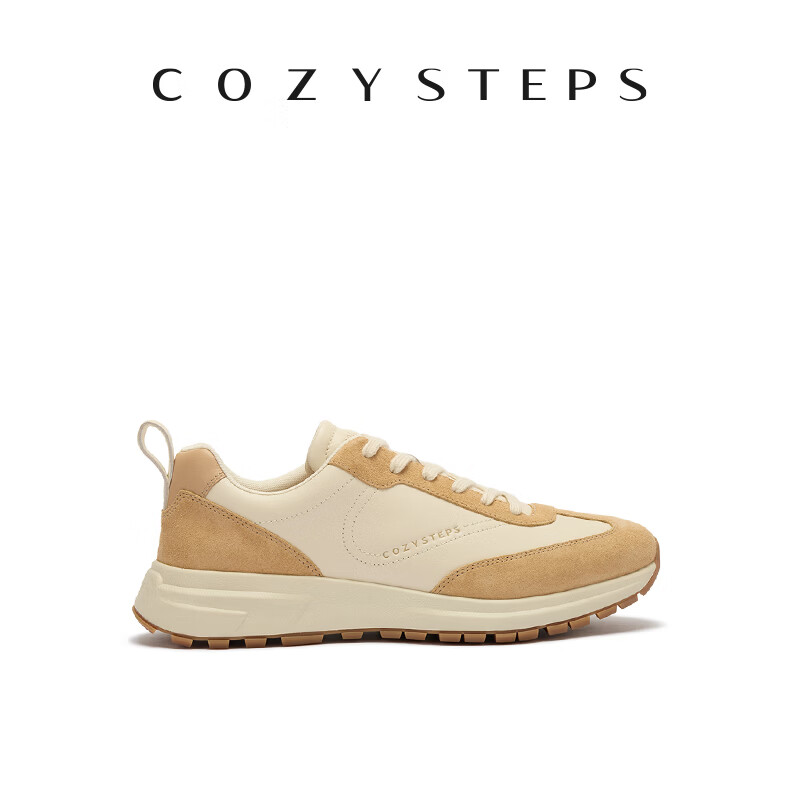 COZY STEPS可至男士26春季新款春节系列复古跑鞋撞色细带透气牛皮休闲鞋 姜根色 43