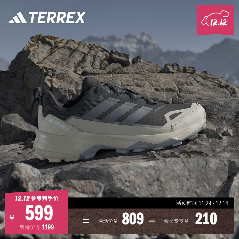 adidas SKYCHASER AX5 GORE-TEX户外越野徒步鞋男阿迪达斯TERREX 碳黑/灰色/矾土棕   42.5