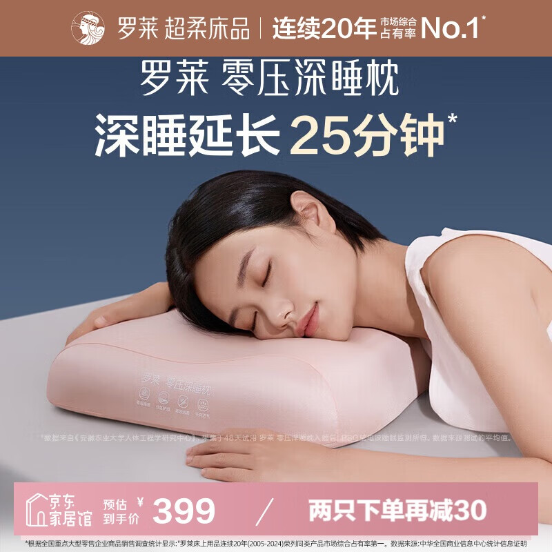 罗莱 记忆枕头A类零压深睡枕分区护颈记忆棉枕芯慢回弹睡眠枕礼盒装