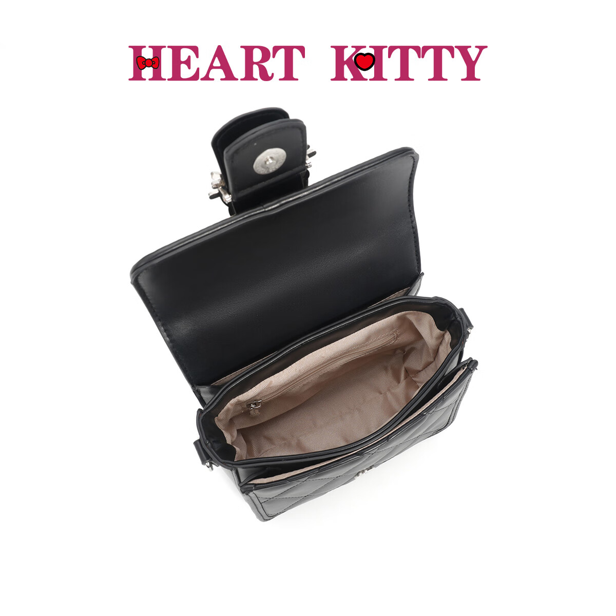 HEART KITTY高颜值小方包女士高级感斜挎包小香风手提单肩链条包包生日礼物包 6603黑色