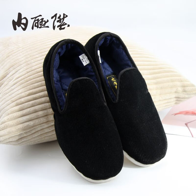 内联升棉鞋男秋冬季新款男鞋手工千层底男大内联升舌灯芯绒面包鞋驾车