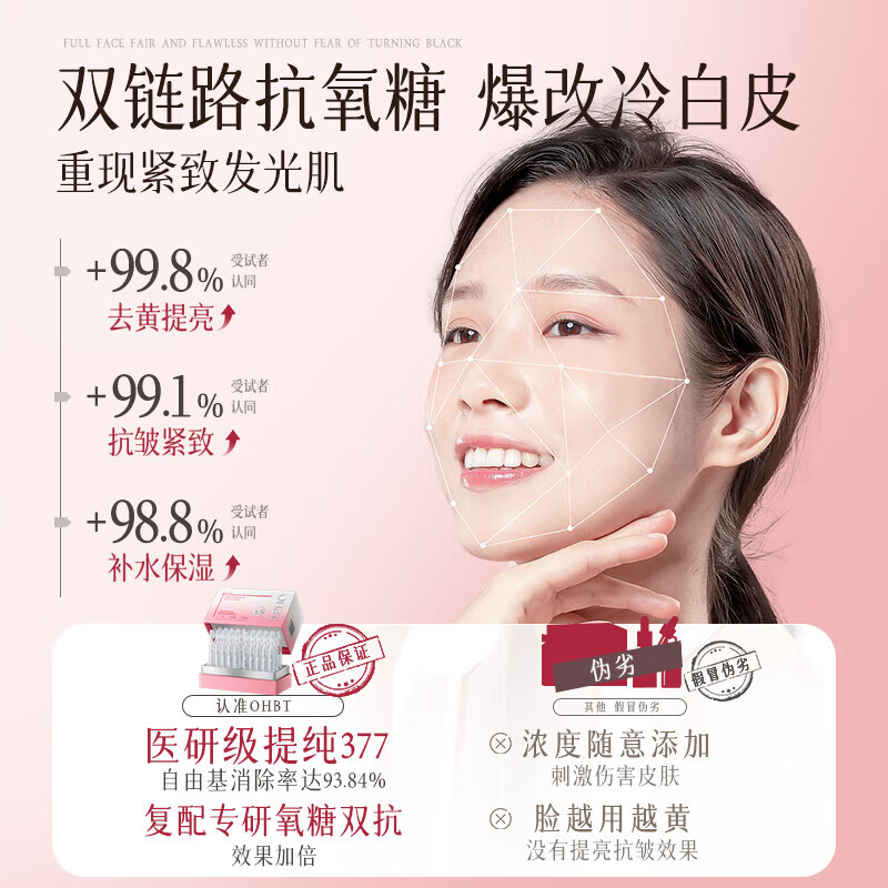 OHBT377美白补水保湿精华液次抛30支祛斑提亮去黄护肤品抗氧烟酰胺