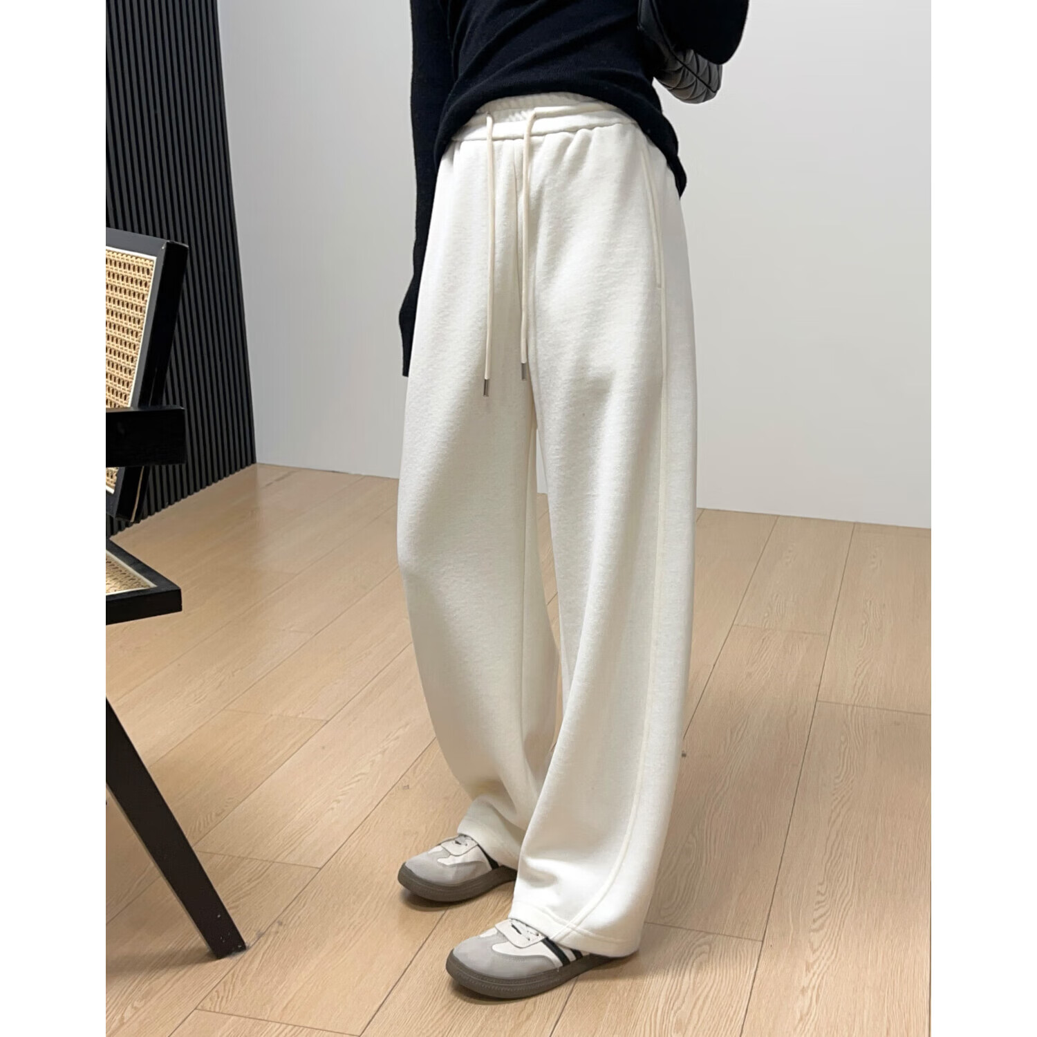 ZOPL【达人推荐】2025年秋冬弯刀裤梧桐裤香蕉裤加厚爆款镰刀裤D011 米白色 M 105-125斤