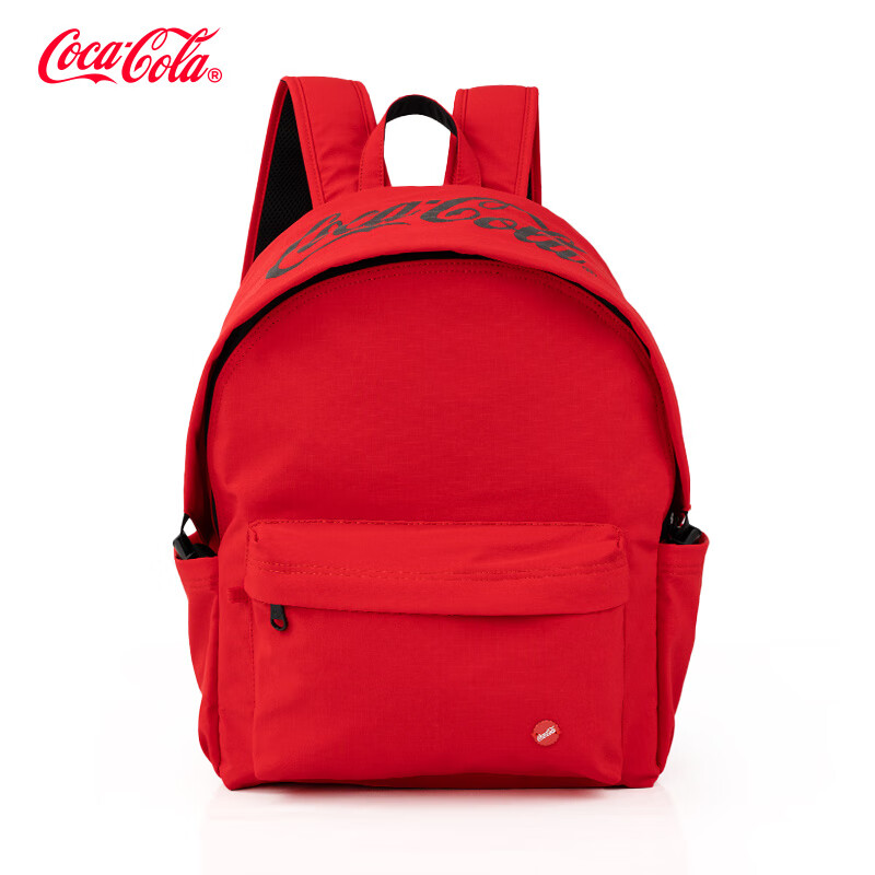 可口可乐(Coca-Cola)双肩包男大容量学生书包女休闲16英寸电脑包旅行出差通勤轻便背包 可乐红-可放15.6寸电脑