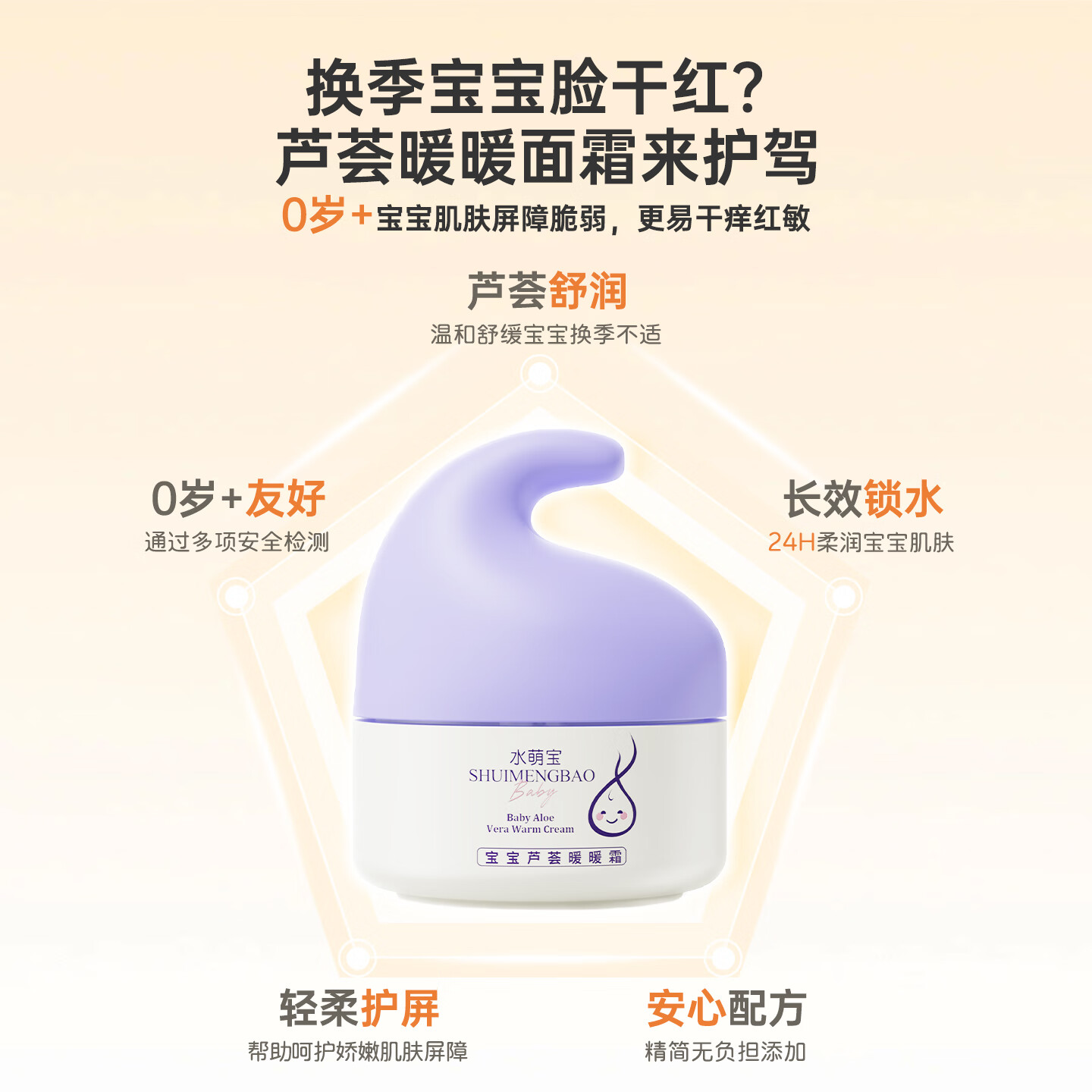 水萌宝芦荟暖暖霜儿童面霜 婴儿面霜保湿滋润补水润肤乳 新生儿润肤霜 【保湿修护】芦荟暖暖霜50g