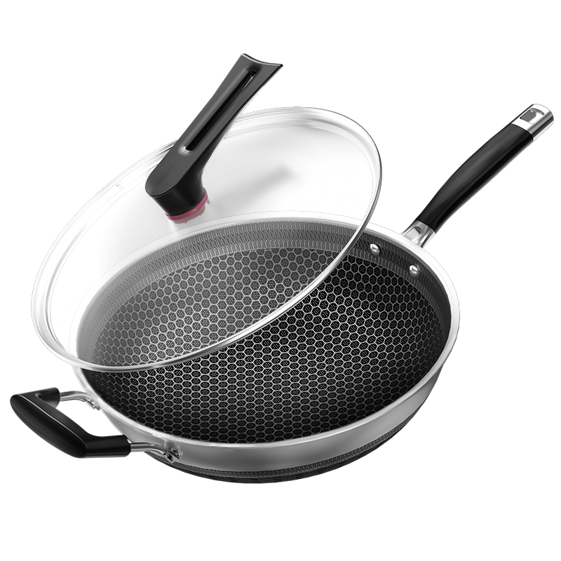 康巴赫（KBH）炒锅316L不锈钢蜂窝不粘锅双面蜂窝平底煎炒菜锅电磁炉燃气通用 316L蜂窝不粘锅 34cm