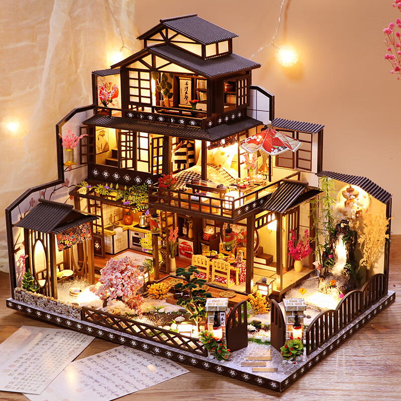 我の屋日式DIY小屋古都望月手工制作大型房子别墅玩具八音盒生日礼物女