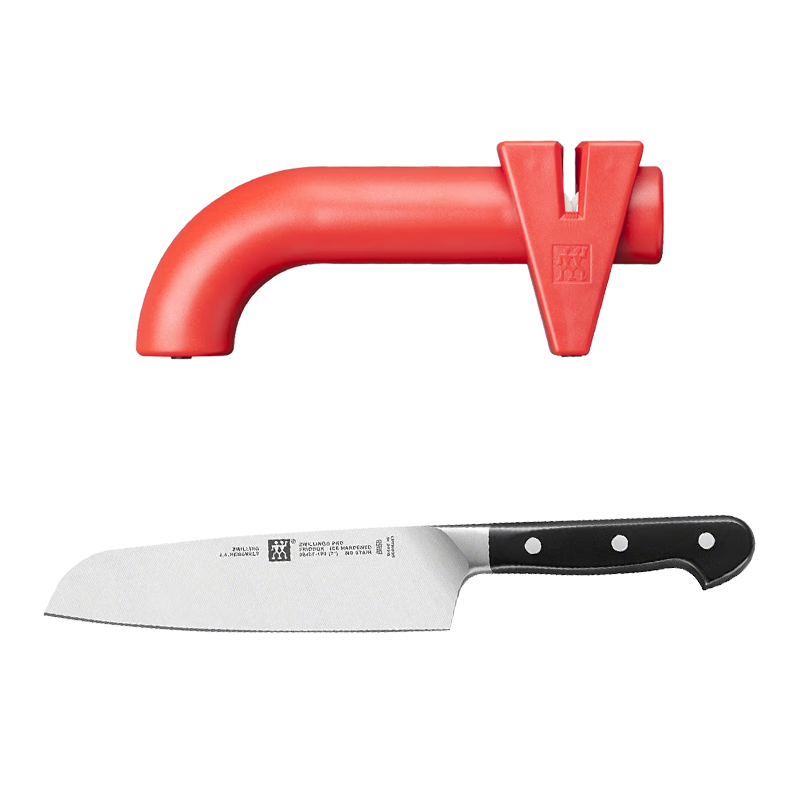 【實(shí)用套裝】雙立人紅色磨刀石 + PRO西式主廚刀料理刀家用套裝