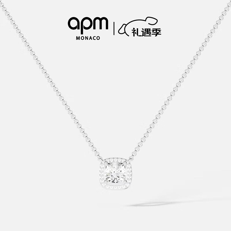 APM Monaco小码方形项链可调节吊坠女时尚饰品首饰颈链毛衣链圣诞礼物