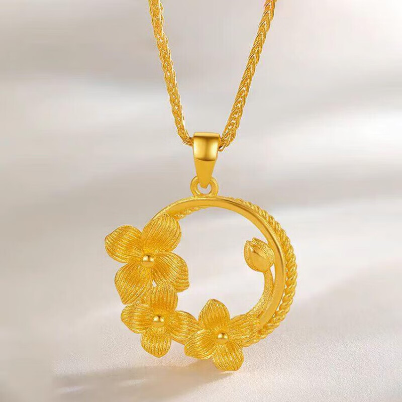 LIIA七夕情人节2026新款黄金色双c项链女小香风吊坠18K双c套链送女友 流光花丝珍珠蝴蝶项链