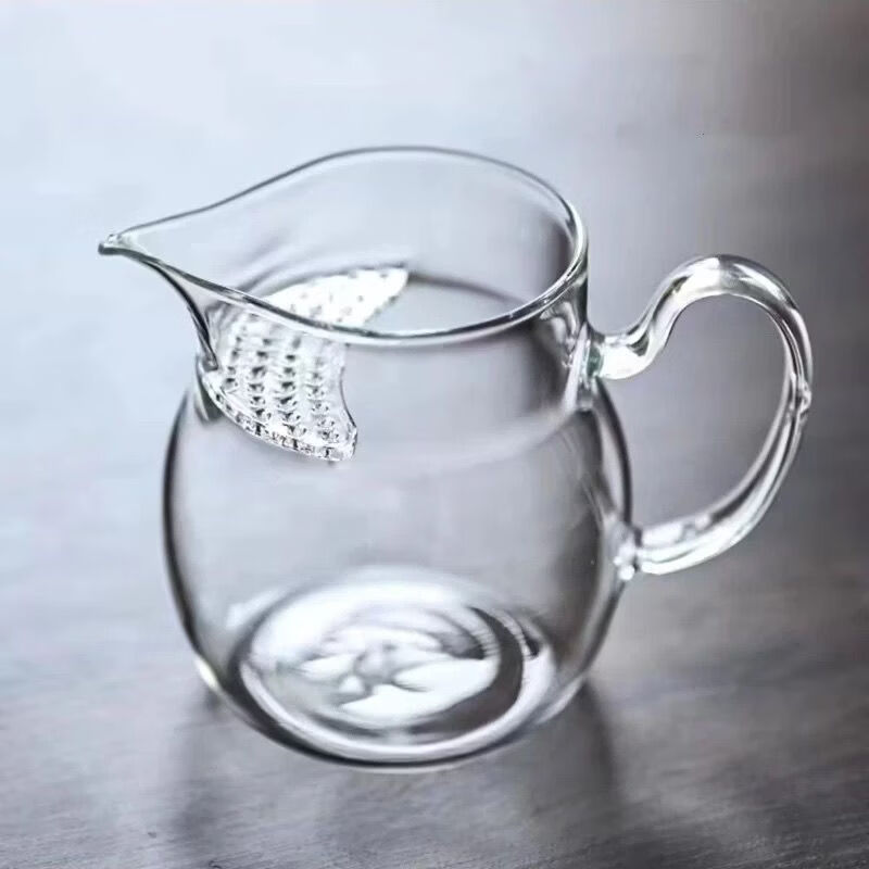 咏夏高硼硅耐热月牙公道杯茶漏一体大容量分茶器带滤网耐热泡茶杯 【透明把】月牙公杯380ml