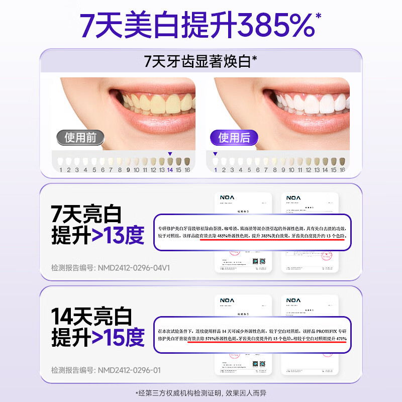 Protefix色修牙膏美白去黄去口臭高含氟防蛀清新口气成人亮白牙膏 美白修护-体验装 】110g*1支