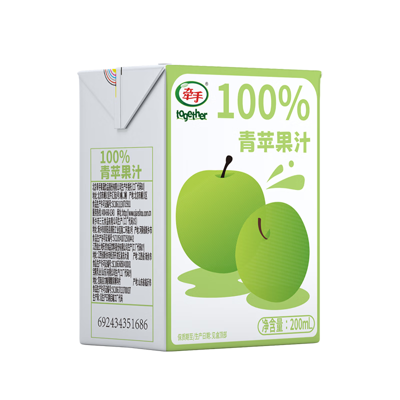 牵手100%青苹果汁/梨汁200ml 青苹果汁200ml 24盒整箱