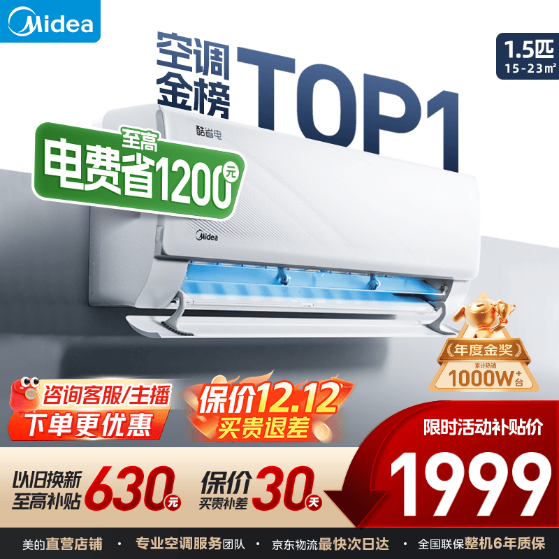 ģMideaÿյ ʡϵ Ƶů һ һЧ һʡ Ծɻ  ʡ 1.5ƥ һЧ ʡ25% 1725.67Ԫ