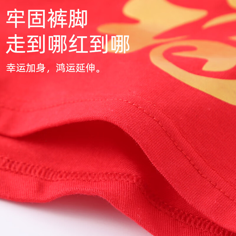 浪莎红内裤男士7A抗菌本命年属马年大红纯棉红裤衩短裤头红袜子组合装 【2条内裤+2双袜子】 3XL 【150-180斤】