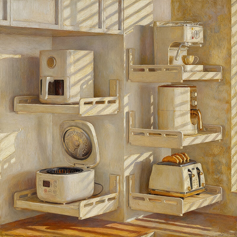 尔思家厨房微波炉置物架台面调料架壁挂式免打孔烤箱架子多功能收纳支架 【枪灰宽35】长50cm送四钩