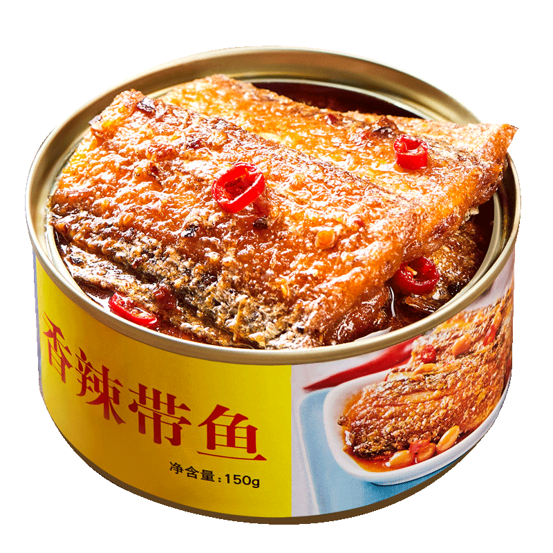 五香带鱼罐头即食香酥下饭菜香辣带鱼熟食渤海湾深海带鱼102g/罐 带鱼罐头 1罐(五香味)
