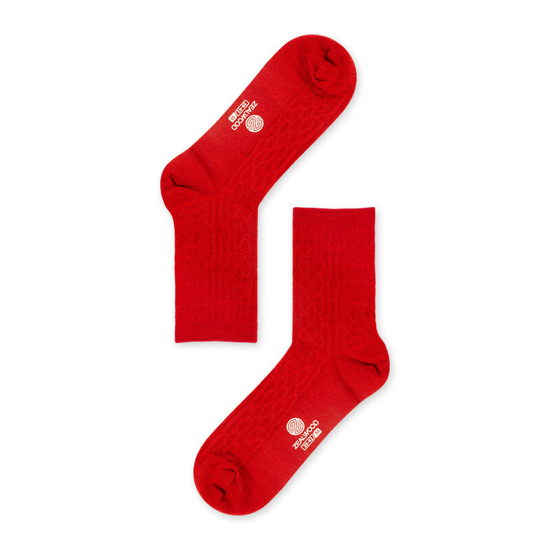 ZEAL WOOD赛乐温暖组合套装送家人新年礼物美丽诺羊毛套装圣诞元旦春节礼物 新年红袜+驼色旅行冷帽(均码)+收纳袋(图案随机) M 39-42(袜子尺码)