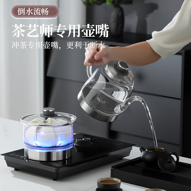 至异纯钛23x37薄边嵌入式全自动双上水壶电热烧水壶泡茶台一体电茶炉飞边22x36开孔两边加水煮茶炉 1.2L 【纯钛】两边双上水消毒款 23x37CM