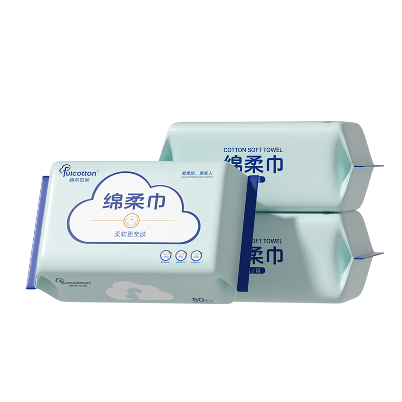 �������� FulCotton �����Ӥ�� ϴ����һ���Ի�ױ���������ʪ���ñ������ 3��װ 80�� 9.9Ԫ