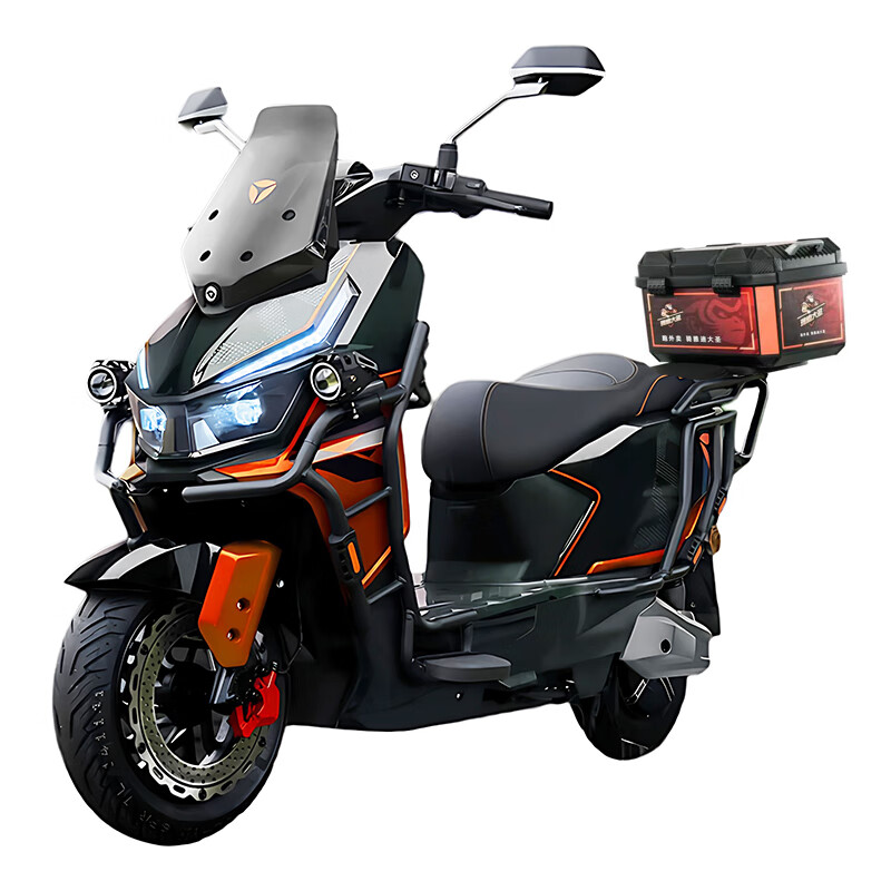 雅迪电动摩托车赛博猛禽同款钛酷锐影Ultr长续航72V强动力大功率外卖车长续航高速电摩 橙色/(裸车不含电池.充电器)3000W电机
