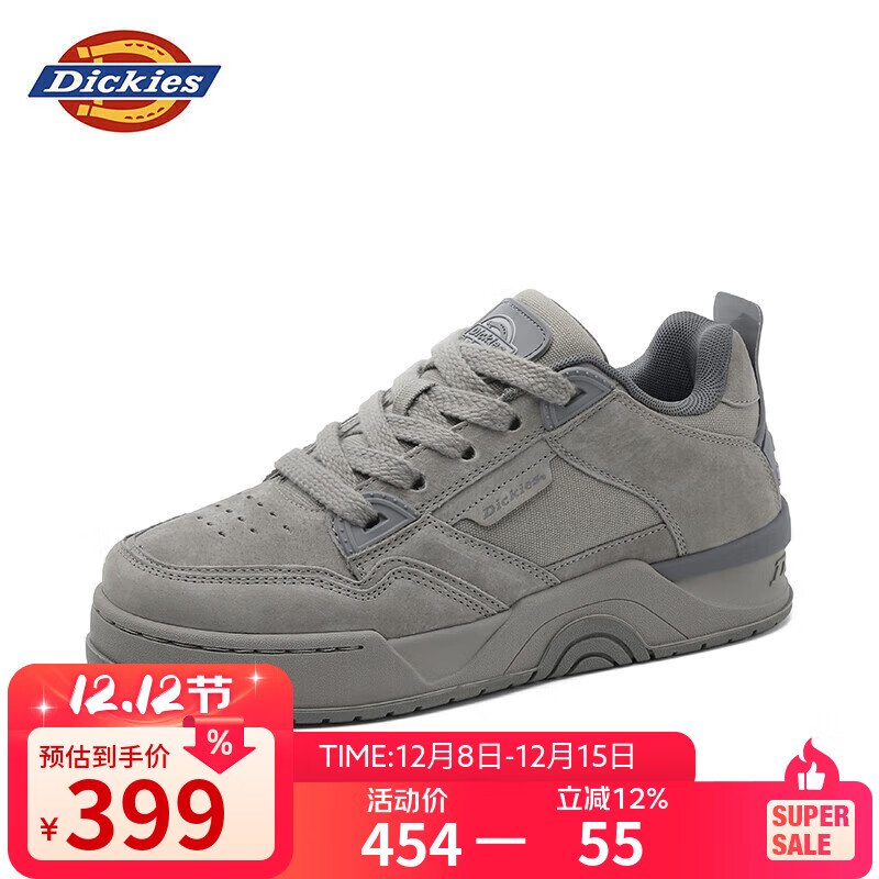 Dickies【明星同款】男士板鞋低帮透气英伦风休闲鞋工装鞋 水泥灰 41
